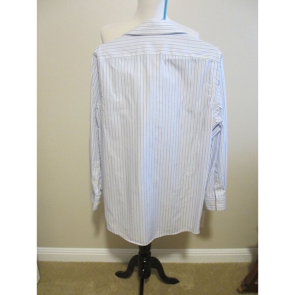 Michael Kors Mens Non-Iron Blue & White Striped Dress Shirt 15.5 32/33 - Picture 2 of 6
